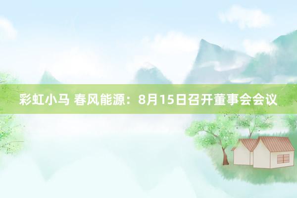 彩虹小马 春风能源：8月15日召开董事会会议