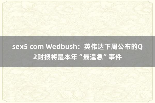 sex5 com Wedbush：英伟达下周公布的Q2财报将是本年“最遑急”事件