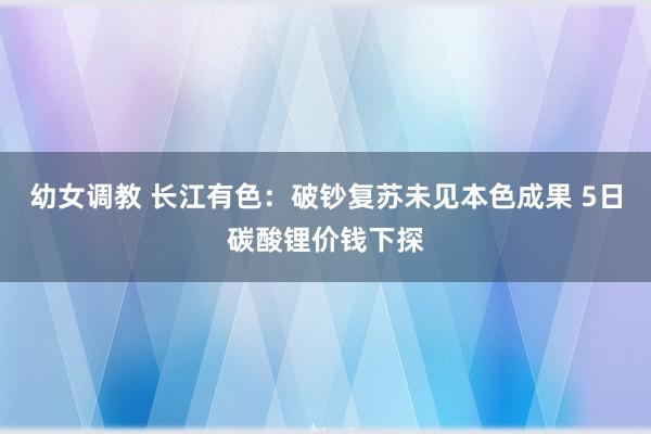 幼女调教 长江有色：破钞复苏未见本色成果 5日碳酸锂价钱下探