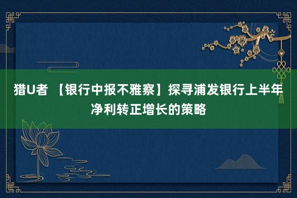 猎U者 【银行中报不雅察】探寻浦发银行上半年净利转正增长的策略