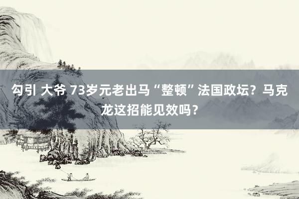 勾引 大爷 73岁元老出马“整顿”法国政坛？马克龙这招能见效吗？