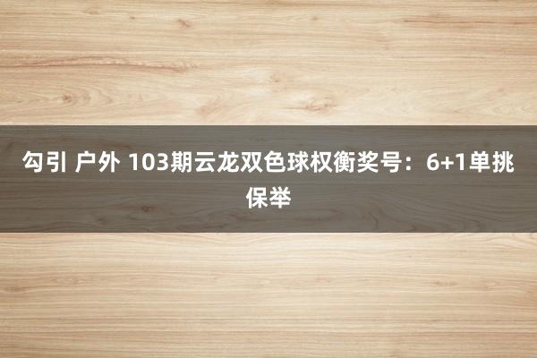 勾引 户外 103期云龙双色球权衡奖号：6+1单挑保举